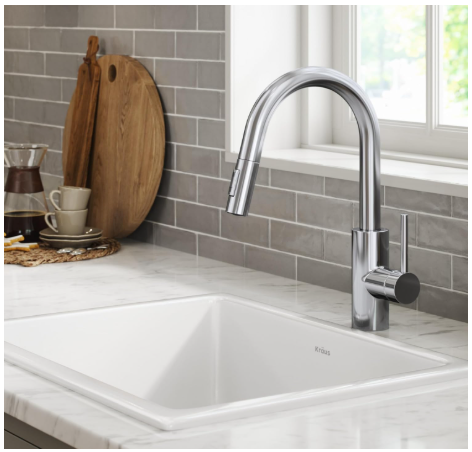 Kraus Oletto Pull-Down Single Handle Kitchen Faucet in Spot Free Chrome